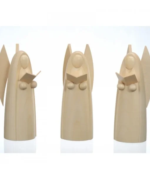3 Anges En Bois Pour Crèche De Noël, 12 Cm