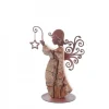 Ange De Noël En Bois Avec Ailes Metal, 15 Cm