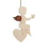 Ange Pour Sapin En Bois D'Erable Assis Sur Un Grand Coeur
