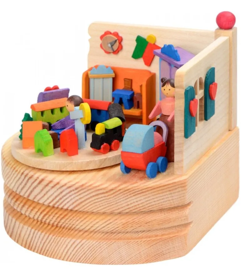 Boite A Musique En Bois, Maman Et Ses 2 Enfants