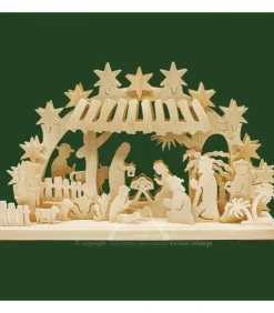 Bougeoir Electrique Led Crèche De Noël Etable En Bois