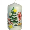 Bougie Décorative De Noël, Motif Vintage Bonhommes De Neige Et Sapin