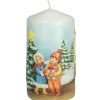 Bougie Décorative De Noël, Motif Vintage Enfant Et Village