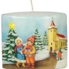 Bougie De Noël Vintage Scene Enfant Et Village