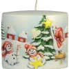 Bougie De Noël Vintage Scene Bonhommes De Neige Et Sapin