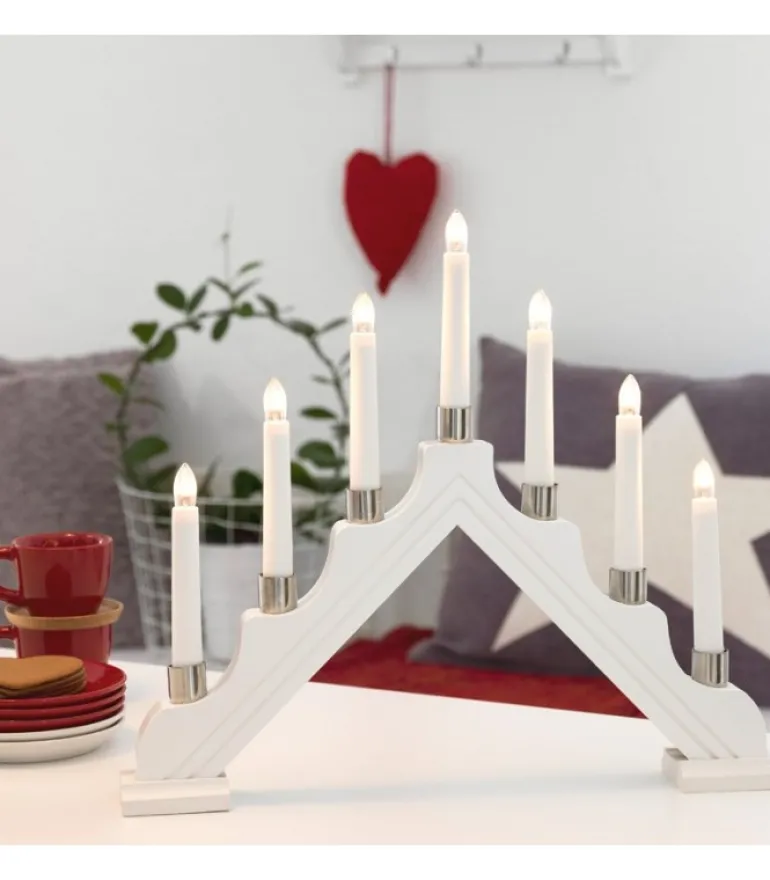 Chandelier À 7 Branches Electrique En Bois Blanc