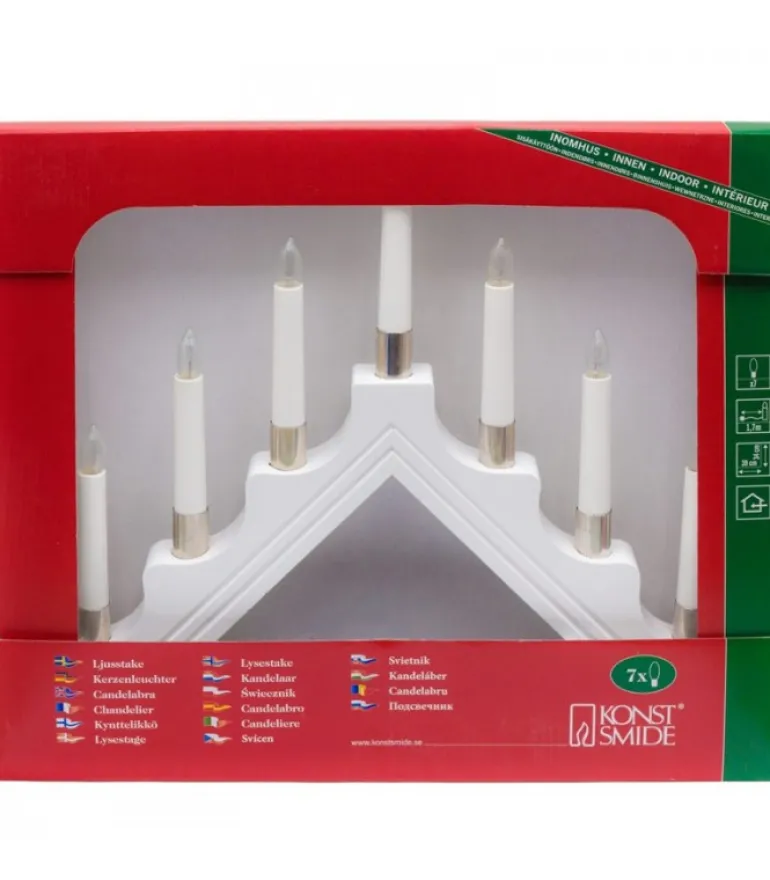 Chandelier À 7 Branches Electrique En Bois Blanc