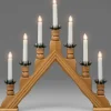 Chandelier 7 Bougies Electriques En Bois De Chene