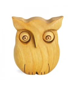Chouette En Bois Poli, 6,5 Cm