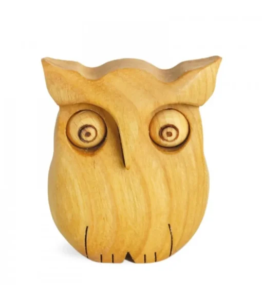 Chouette En Bois Poli, 6,5 Cm
