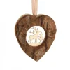Coeur En Bois A Suspendre Motif Cisele Cerf, 6 Cm