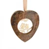 Coeur En Bois A Suspendre Motif Cisele Hiboux, 6 Cm