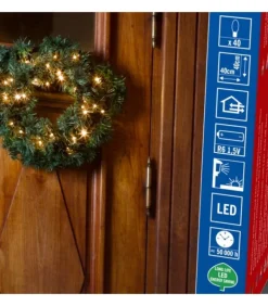 Couronne De Noël Lumineuse Sapin, 45 Cm