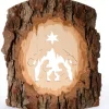 Crèche A Poser En Ecorce De Bois, 18 Cm