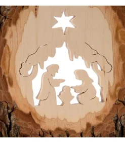 Crèche A Poser En Ecorce De Bois, 18 Cm
