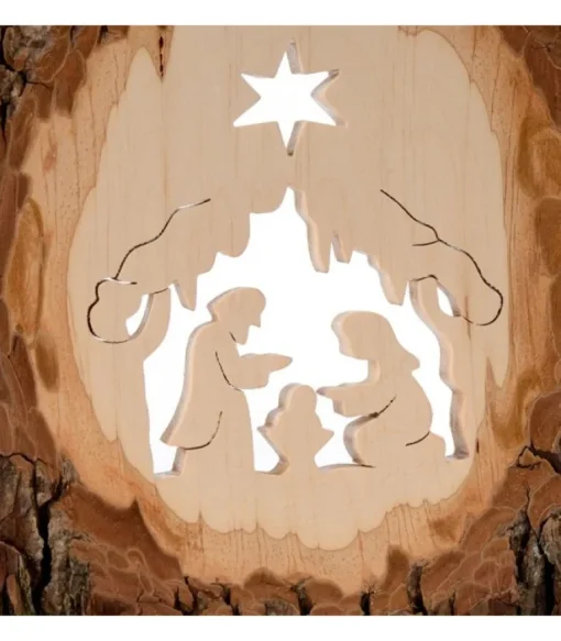 Crèche A Poser En Ecorce De Bois, 18 Cm