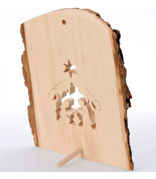 Crèche A Poser En Ecorce De Bois, 18 Cm