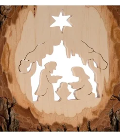 Crèche A Poser En Ecorce De Bois, 18 Cm
