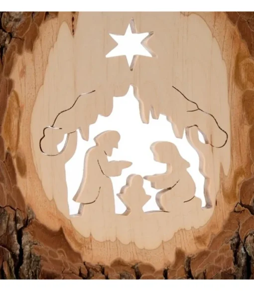 Crèche A Poser En Ecorce De Bois, 18 Cm