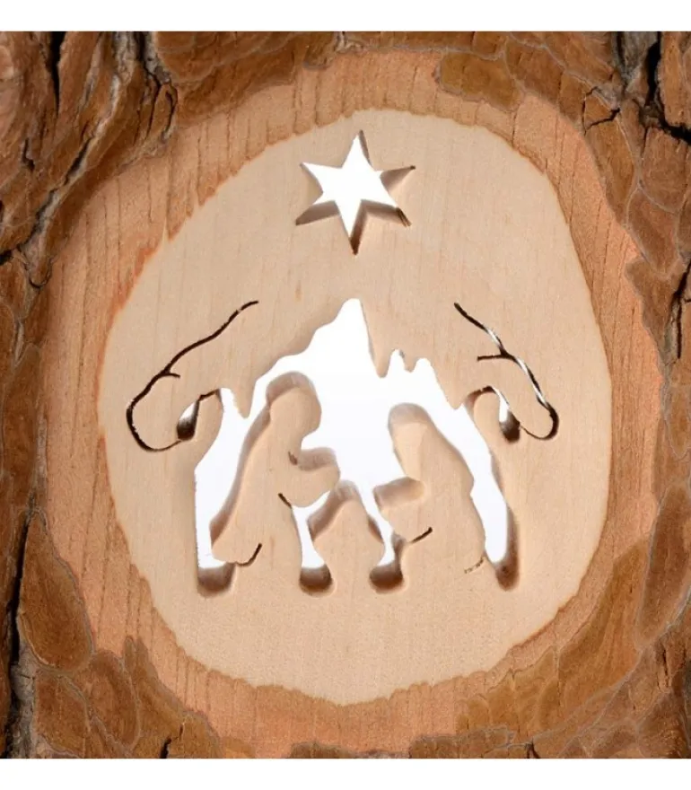 Crèche A Poser En Ecorce De Bois, 11 Cm