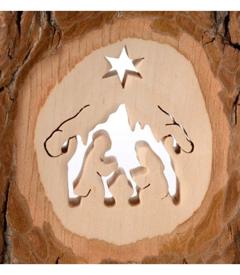 Crèche A Poser En Ecorce De Bois, 11 Cm