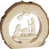 Crèche De Noël Dans Anneau D'Ecorce De Bois, 10 Cm