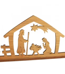 Crèche De Noël Diorama En Bois D'Olivier, 8 Cm