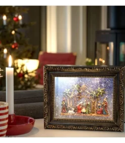 Crèche De Noël Lumineuse, Effet Neige