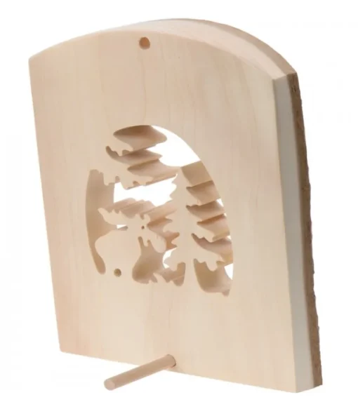 Déco Bois En Ecorce, Motif Elan Dans La Foret, 18 Cm