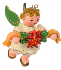 Déco Sapin De Noël, Ange Et Couronne De Fleurs