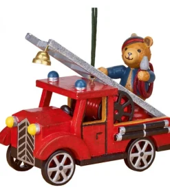 Déco Sapin Vintage, Ourson Sur Voiture De Pompier