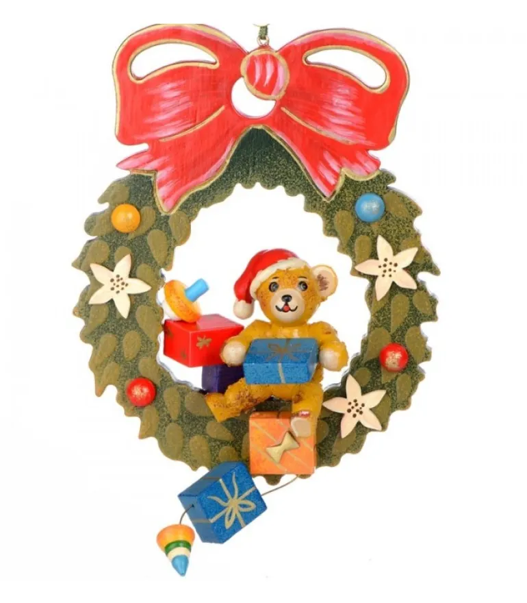 Décoration Sapin De Noël Vintage, Ourson Dans Couronne
