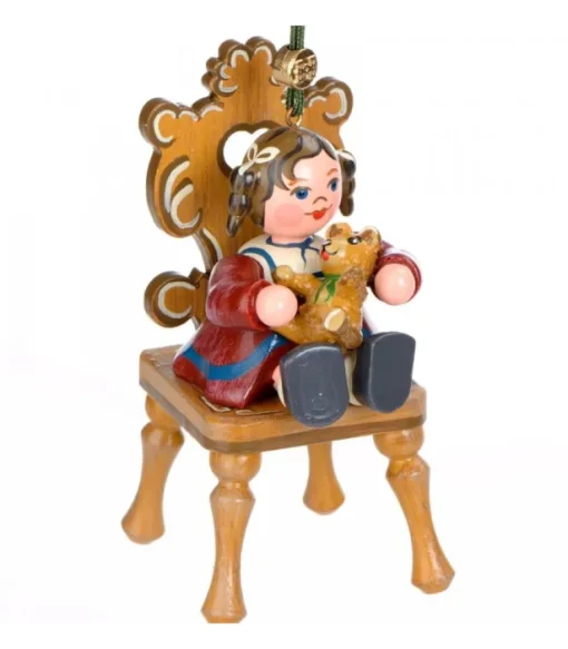 Décoration Sapin De Noël Vintage, Figurine Fillette Et Ourson