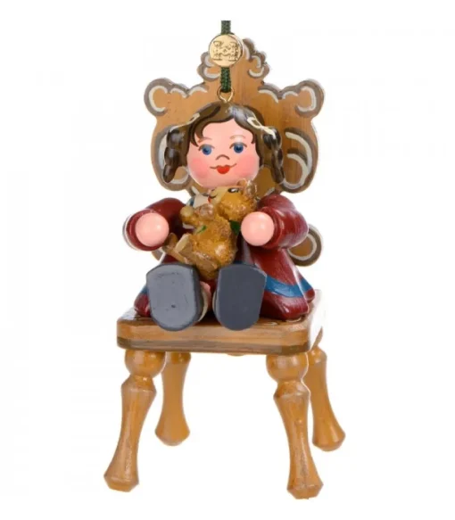 Décoration Sapin De Noël Vintage, Figurine Fillette Et Ourson