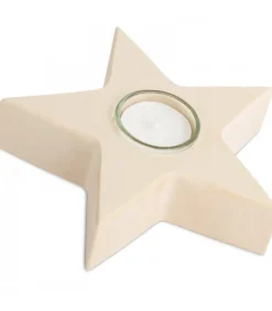 Etoile En Bois Bougeoir, 15 Cm
