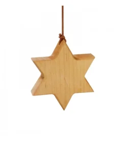 Etoile En Bois D'Aulne A Suspendre 7,5 Cm