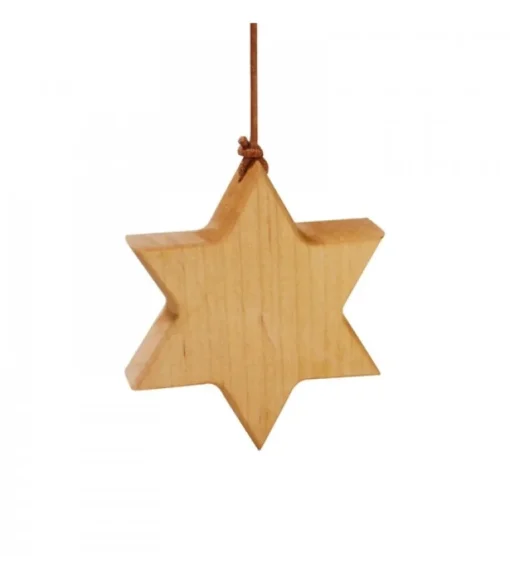 Etoile En Bois D'Aulne A Suspendre 7,5 Cm