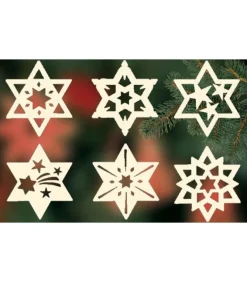 Etoiles En Bois, Déco Sapin De Noël, 6 Motifs Differents - N° 8