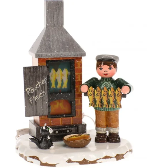 Fumoir A Poisson - Electrique - Village De Noël Miniature