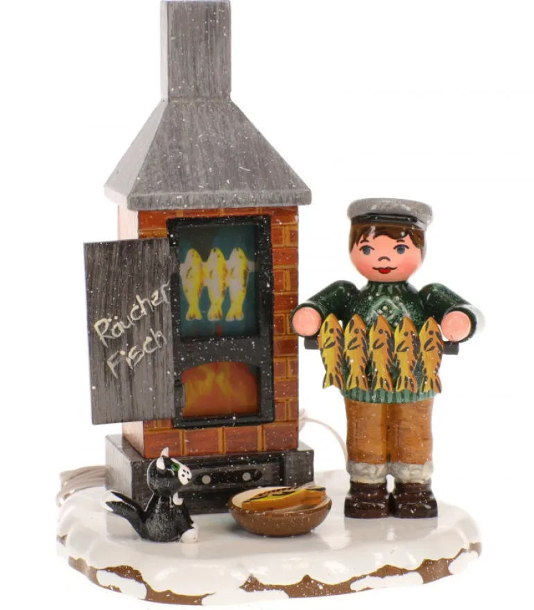 Fumoir A Poisson - Electrique - Village De Noël Miniature