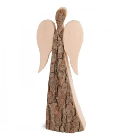Grand Ange De Noël En Bois, Double Face 24 Cm