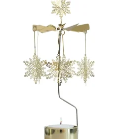 Grand Carrousel De Noël Flocons De Neige Dores, 28 Cm