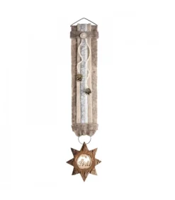 Grand Décoration Murale Montagne Blanc 75 Cm Avec Etoile, Crèche