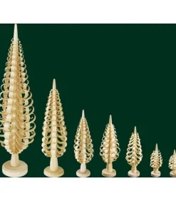 Grand Sapin Noël Bois Sculpte, 35 Cm