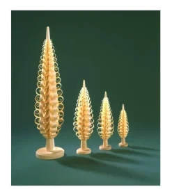 Grand Sapin Noël Bois Sculpte, 35 Cm
