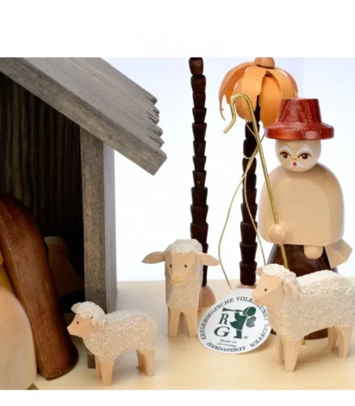 Grande Crèche De Noël En Bois Avec Personnages
