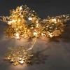 Guirlande Lumineuse Décorative A Led, Flocons De Neige Metalliques Dores