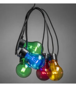 Guirlande Lumineuse De Terrasse 10 M Extensible, 10 Ampoules Multicolores