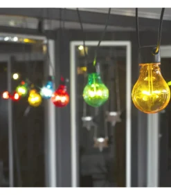 Guirlande Lumineuse De Terrasse 10 M Extensible, 10 Ampoules Multicolores