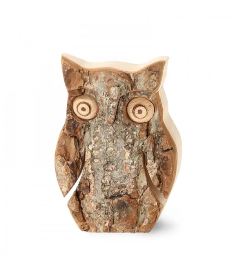 Hibou En Bois D'Ecorce, 6,5 Cm